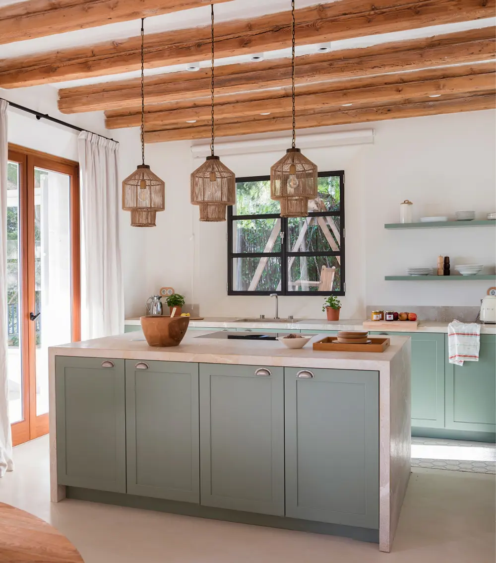 isla de cocina con color 