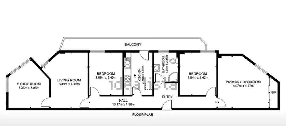 Plano distribución casa alargada