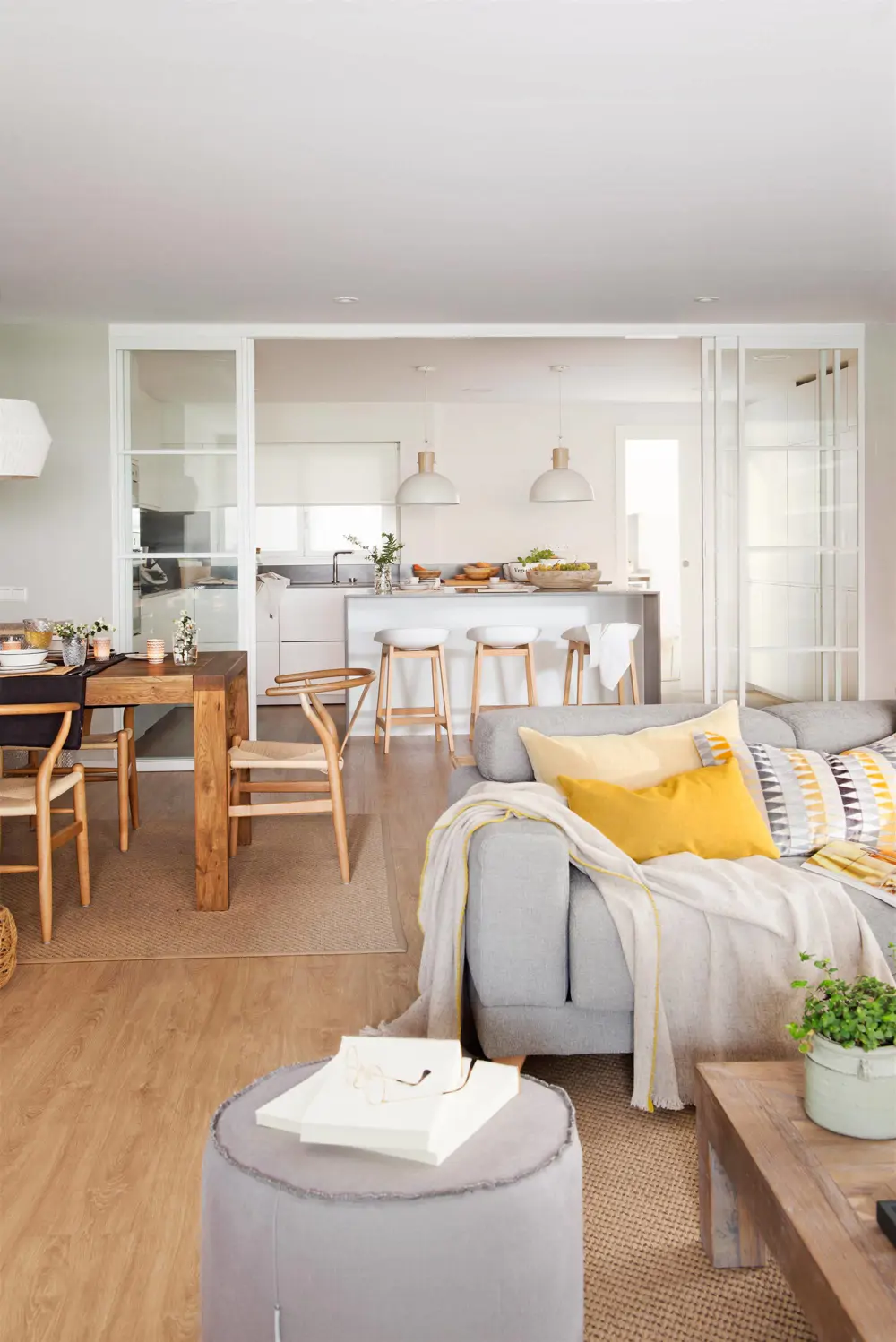 salón abierto a la cocina con puertas acristaladas 00513240