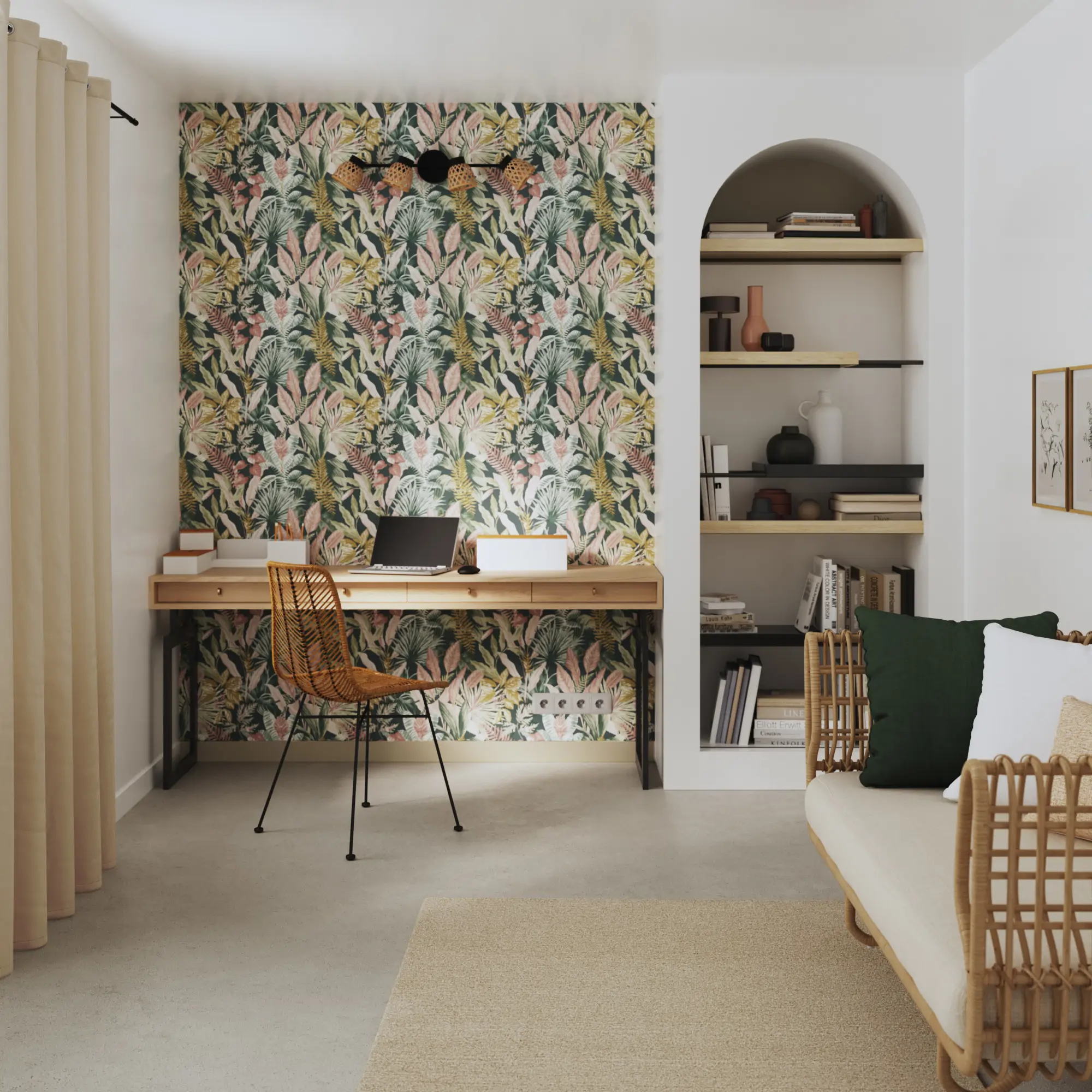 Papel pintado vinilo botanico plantas o floral multicolor INSPIRE 2