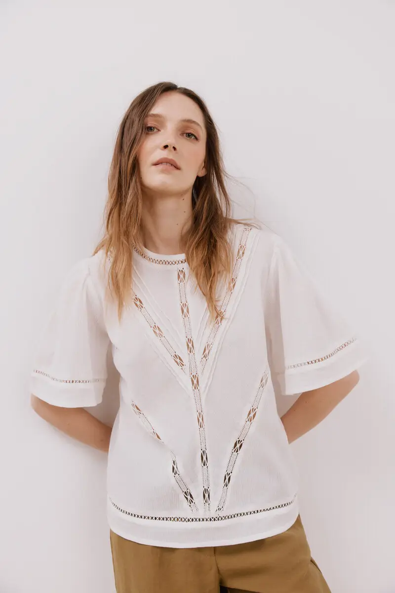 Blusa bordados entredós