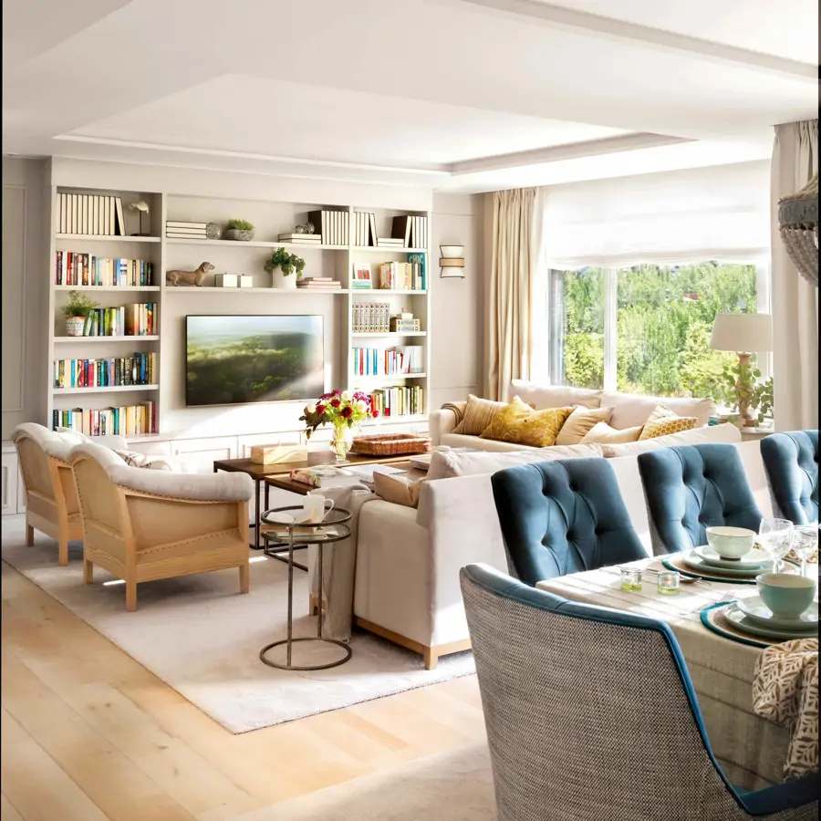 Salón con librería 