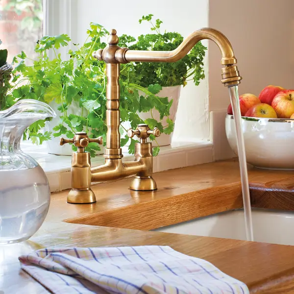 Detalle grifo de cocina de estilo vintage