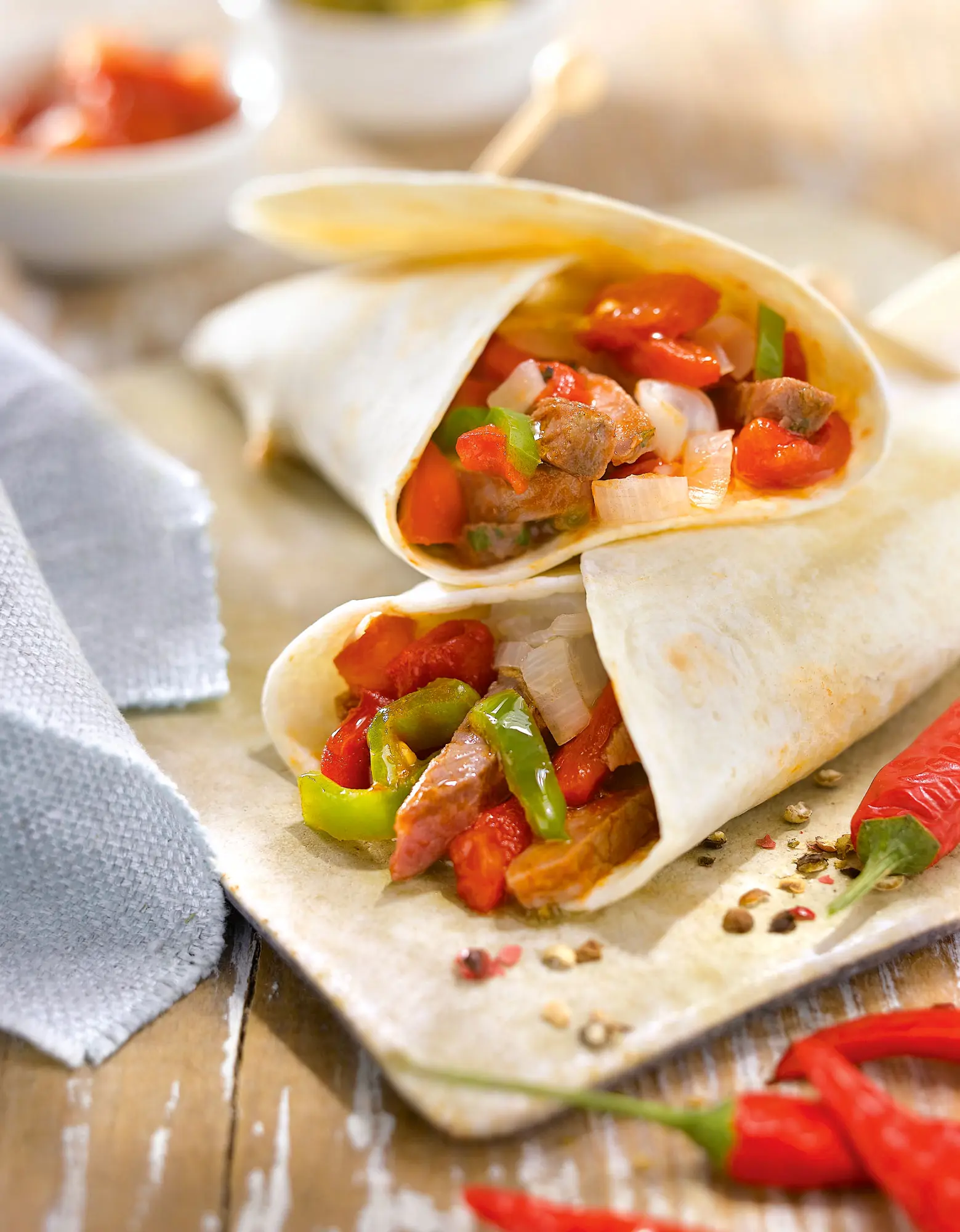 recetas fáciles y rápidas fajitas de carne con pimientos