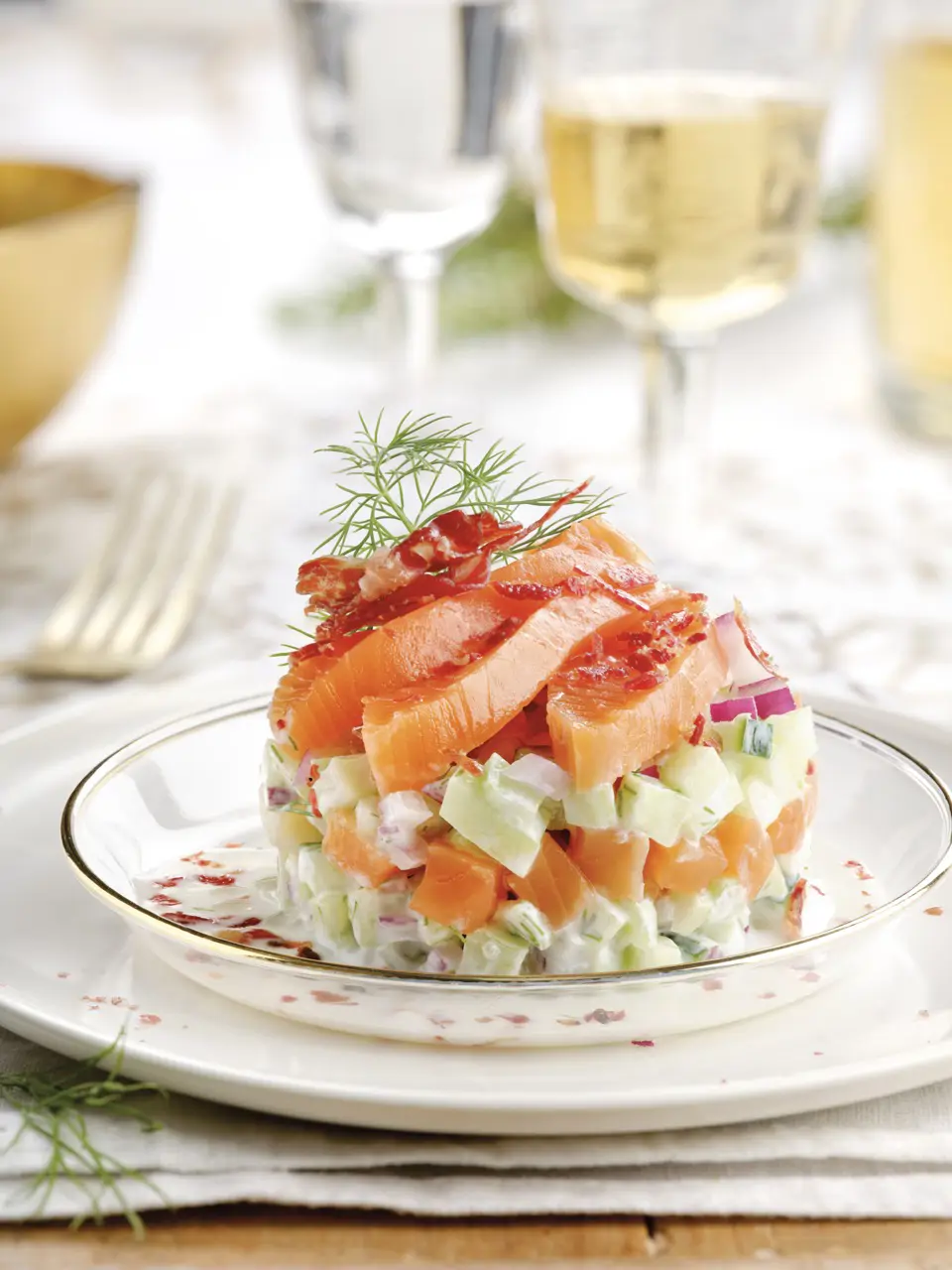 Flanecitos de ensaladilla de salmón y merluza