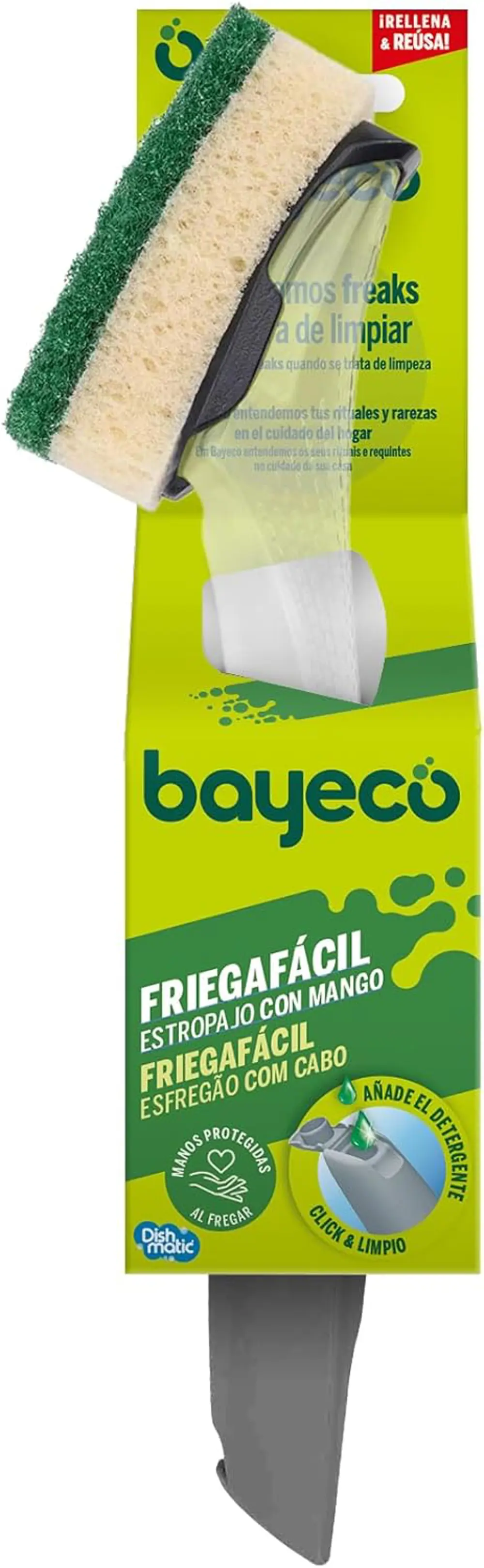 Estropajo con mango recargable