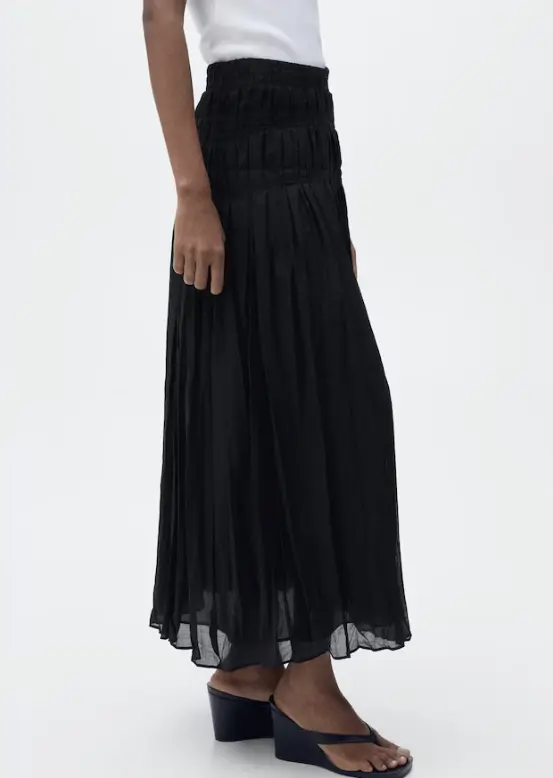 Falda midi fruncida