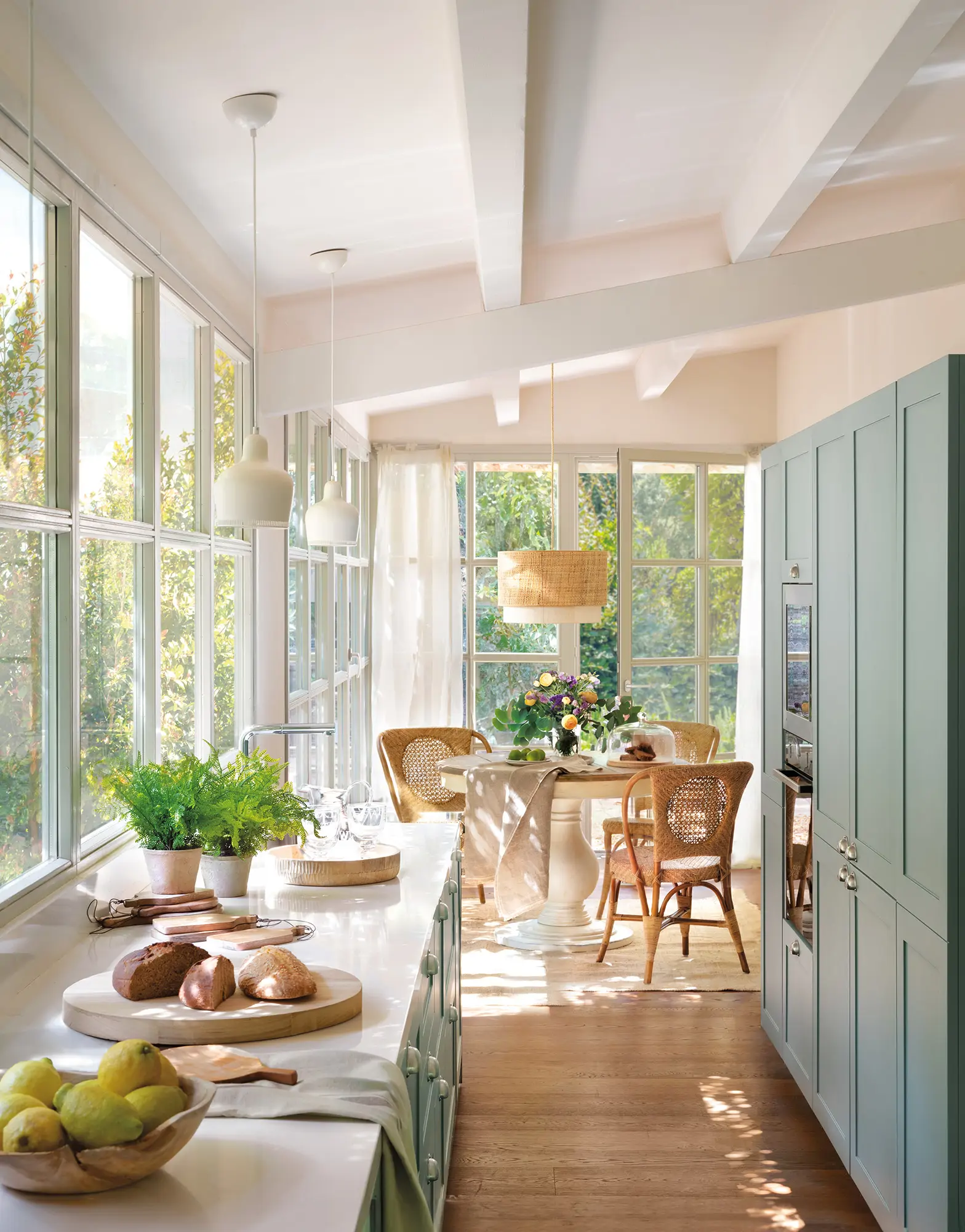 cocina estrecha con muebles en dos frentes 00579007