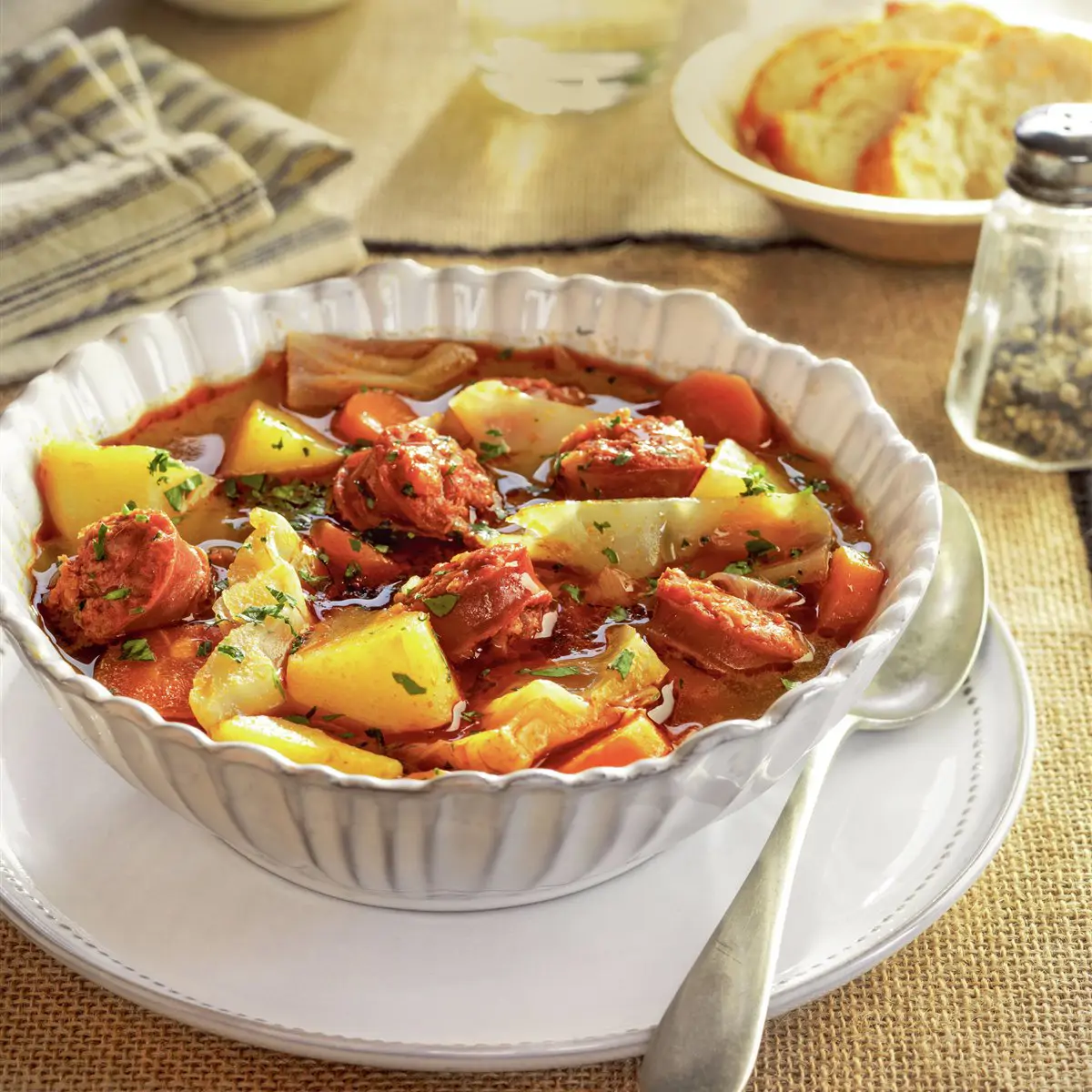 Cocido de col con patatas y chorizo