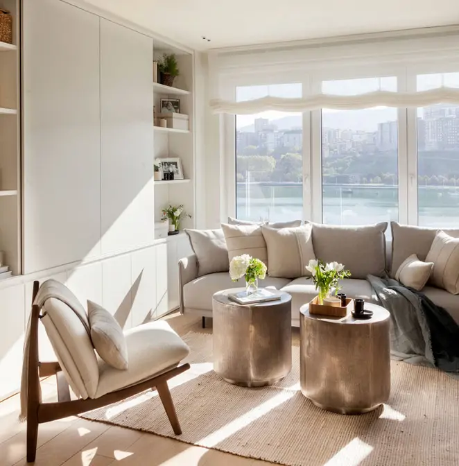 Mueble con puertas ocultar el televisor, diseño de Natalia Zubizarreta