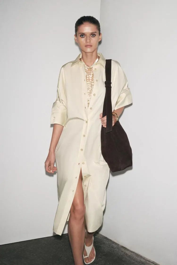 Vestido camisero con manga larga