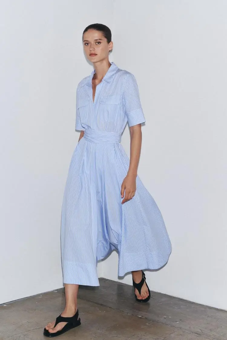 Vestido camisero popelín