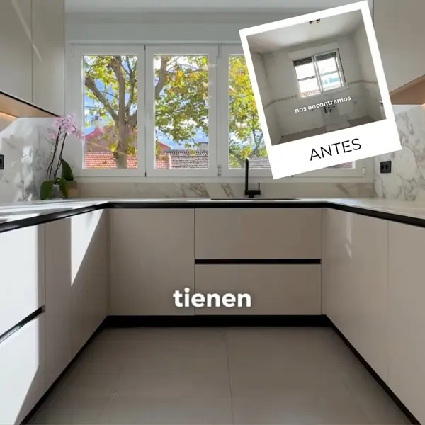 Antes y despu&eacute;s: de cocina peque&ntilde;a e insuficiente a una cocina amplia, luminosa y dise&ntilde;ada para una familia numerosa